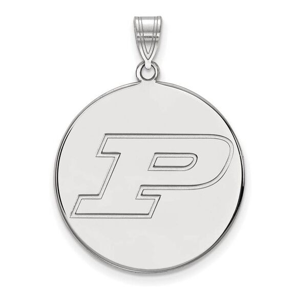Sterling Silver Purdue XL Initial P Disc Pendant